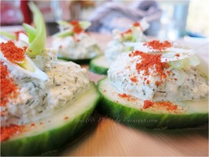 Cucumber Canapé's w Dill & Asatoetida Dip